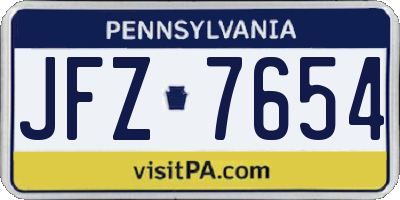 PA license plate JFZ7654
