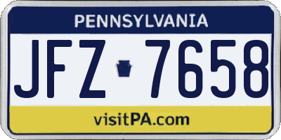 PA license plate JFZ7658