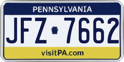 PA license plate JFZ7662