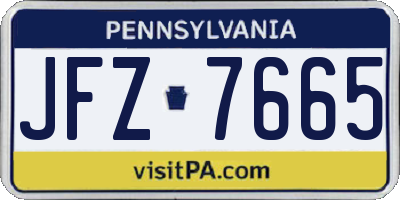 PA license plate JFZ7665