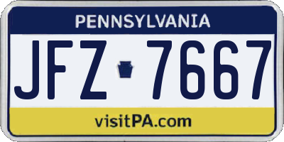 PA license plate JFZ7667