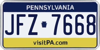 PA license plate JFZ7668