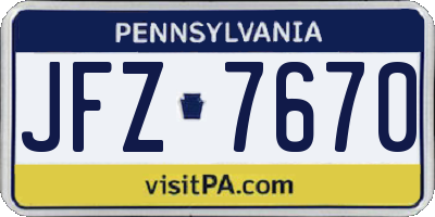 PA license plate JFZ7670