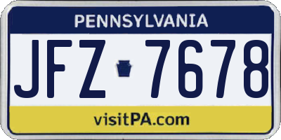 PA license plate JFZ7678