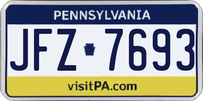 PA license plate JFZ7693