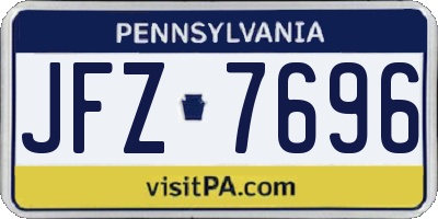 PA license plate JFZ7696