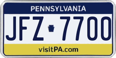 PA license plate JFZ7700