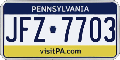 PA license plate JFZ7703