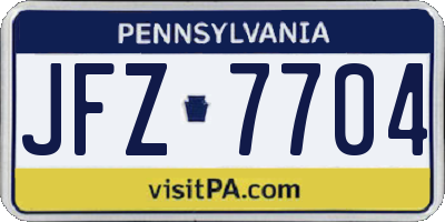 PA license plate JFZ7704