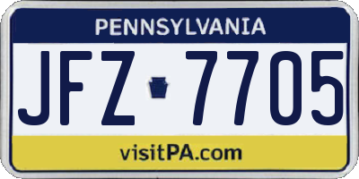 PA license plate JFZ7705