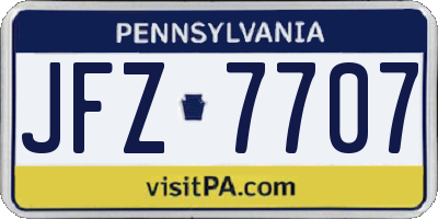 PA license plate JFZ7707
