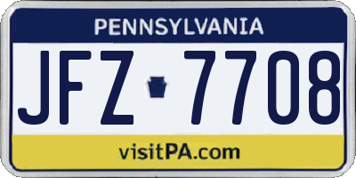 PA license plate JFZ7708