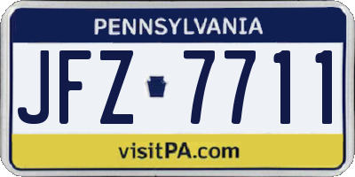 PA license plate JFZ7711