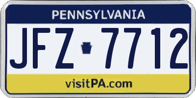 PA license plate JFZ7712