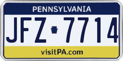 PA license plate JFZ7714