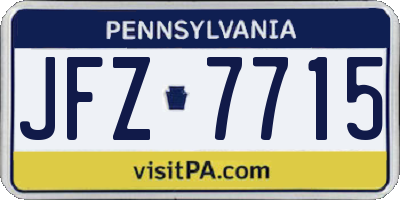 PA license plate JFZ7715