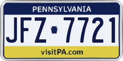 PA license plate JFZ7721
