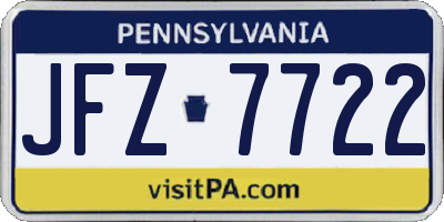 PA license plate JFZ7722