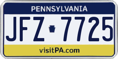 PA license plate JFZ7725