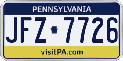 PA license plate JFZ7726
