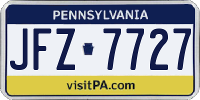 PA license plate JFZ7727
