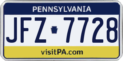 PA license plate JFZ7728