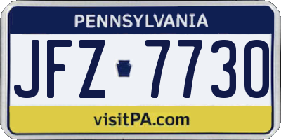 PA license plate JFZ7730