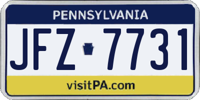 PA license plate JFZ7731
