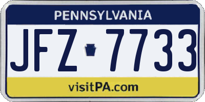 PA license plate JFZ7733