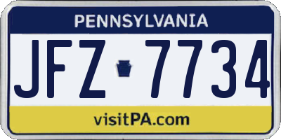 PA license plate JFZ7734