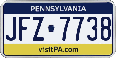 PA license plate JFZ7738