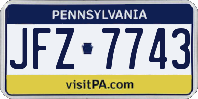 PA license plate JFZ7743