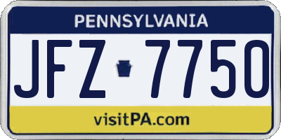 PA license plate JFZ7750