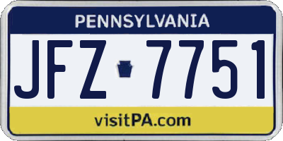 PA license plate JFZ7751