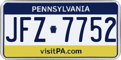 PA license plate JFZ7752