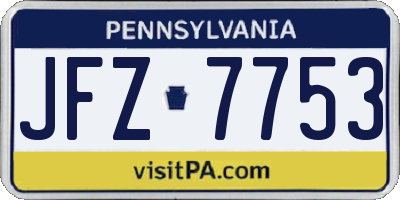 PA license plate JFZ7753