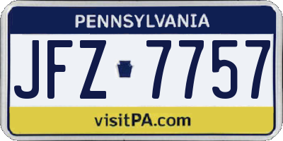 PA license plate JFZ7757