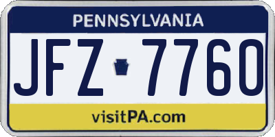 PA license plate JFZ7760