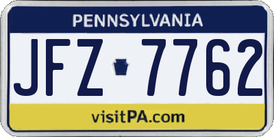 PA license plate JFZ7762