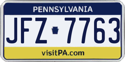 PA license plate JFZ7763