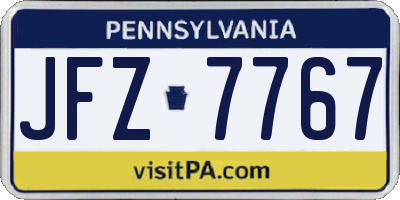 PA license plate JFZ7767