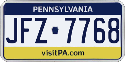 PA license plate JFZ7768
