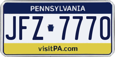 PA license plate JFZ7770