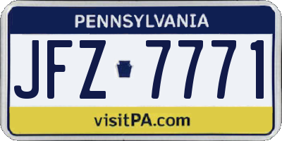 PA license plate JFZ7771