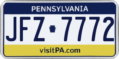 PA license plate JFZ7772