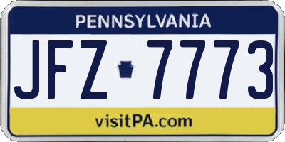 PA license plate JFZ7773
