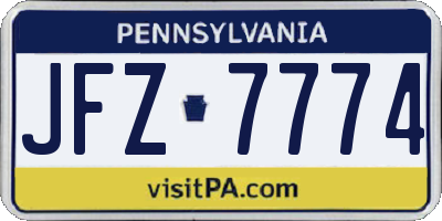 PA license plate JFZ7774