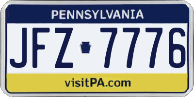 PA license plate JFZ7776
