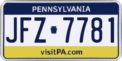 PA license plate JFZ7781