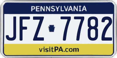 PA license plate JFZ7782